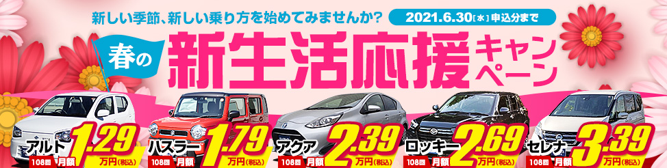 個人向け格安中古車リース 車検費用 保険料込みで月々1万円